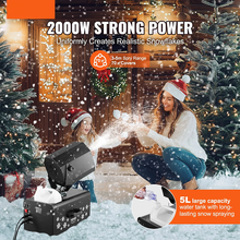 2000W Wireless Remote Swing Snow Making Machine Wireless Remote & Swing Function Black