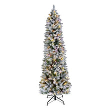 Prelit Snow Flocking Artificial Christmas Tree with 240 Colorful LED and 11 Lighting Modes Decoration (6FT)