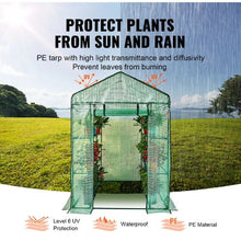 4.7 x 4.7 x 6.5' Ft High Strength PE Cover with Zipper Door and Steel Frame Walk-in Green House with Shelves