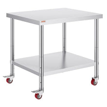36 X 30 In Stainless Steel Work Table with 4 Wheels  for Commercial Kitchen Restaurant GZT9176JL