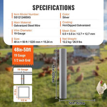 48 Inch x 50 Ft 23 Gauge Hot Dipped Galvanized Wire Mesh Roll For Chicken Wire Fencing and Rabbit Cages