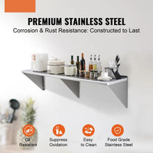 18 X 72 In Stainless Steel Shelf Wall Mounted Floating Shelving with Brackets for Kitchen WMS1872