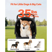 35lbs Pet Stroller Foldable 3 Wheels Dog Stroller with Brake up to Travel Camp GS301