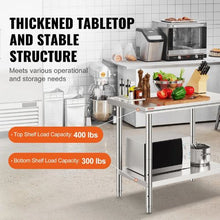 24 X 36 X 32 In Stainless Steel Work Table with 4 Wheels  for Commercial Kitchen Restaurant GZT90X60J
