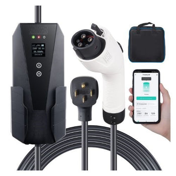 32A 240V NEMA 14-50P Plug Adjustable Current (16/20/24/32A) With 25ft Cable EV Charging Station For SAE J1772