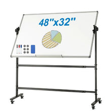 48 x 32 In Rolling Whiteboard Double-Sided Magnetic Mobile Whiteboard 360° for Office School