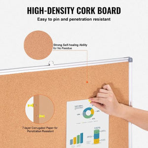 48"x36" Large Cork Board – Wall-Mounted Bulletin Board for School Home Office