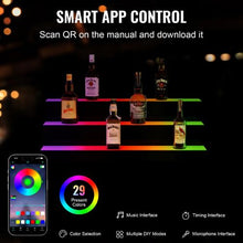 3 Tiers 30 Inch LED Lighted Liquor Bottle Display Drink Shelves with RF Remote & App Control