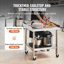 24 X 28 In  Stainless Steel Work Table with 4 Wheels  for Commercial Kitchen Restaurant SKT710-610