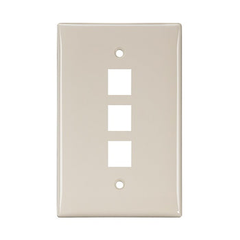 3-Port Midsize Single-Gang QUICKPORT Wallplate Light Almond 41091-3TN