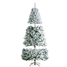 Prelit Flocked Artificial Christmas Tree Xmas with 550 White LED Lights Decoration (7.5FT)