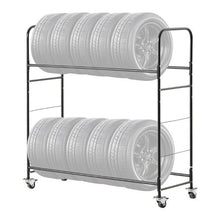 59.5x20.9x59.5 In Rolling Tire Storage Rack2-Shelf Tire Garage Workshop Repair Shop LX061