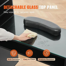 Black Glass Top Nail Tech Manicure Table with Storage