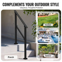 2-3 Steps Black Outdoor for Seniors Porch Deck Handrails FG-23-2 (2 PCS)