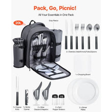 2 Person Picnic Backpack Insulated Cooler Compartment wid Bottle/Wine Holder for Hiking Camping