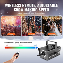 800W Snow Making Machine Handheld or Hanging Snow Maker with LED Lighting