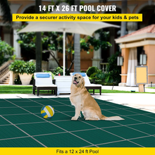 14 x 26 ft Inground Pool Safety Cover Mesh PP Winter Cover, Triple-Stitched, Green, Hardware Included (No Tray)