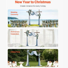 21' Ft Blue and White Wedding Arch Draping Fabric Reception Backdrop Wedding Decoration Artificial Wedding Arch Flowers Kit XH-HQ06 (Pack of 4)