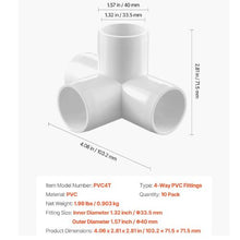 1" PVC Pipe Joints Elbow Connector 4-Way PVC Fittings (PACK 10)