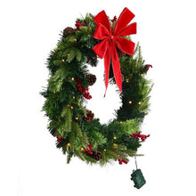 24" Pre-Lit Artificial Christmas Wreath and 50 LED Lights with Timer and Decorated