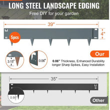 4 Inch x 16.25' Ft Steel Garden Edging Borders Hammer-in Edging Border Bendable Metal Landscape Edging for Yard (Pack of 5)