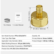 3/4" Brass Clamp-style Internal Thread System 3/4 NPT for Air Pipe Fittings (12PCS)