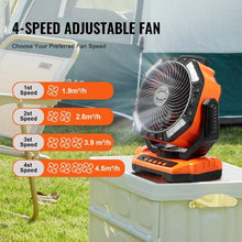13 Inch Portable Rechargeable Fan with LED Lantern 4-Speed Adjustable, 45°/90° Automatic Swivel, Timer, USB Battery-Powered Fan