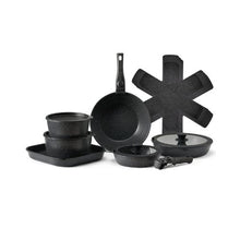 17 Piece Granite Nonstick Cookware Set Induction Cookwares and Cooking Sets for Kitchen (Black)