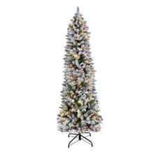 Prelit Snow Flocking Artificial Christmas Tree with 240 Colorful LED and 11 Lighting Modes Decoration (6FT)