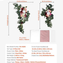 21' Ft Blush Pink with Ivory Wedding Arch Draping Fabric Reception Backdrop Wedding Decoration Artificial Wedding Arch Flowers Kit XH-HQ05 (Pack of 4)