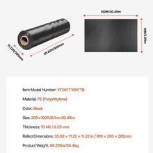 20 x 100' Ft 10 Mil Black Thick Plastic Sheeting Roll Plastic Drop Cloth Painters Tarp Multi-Purpose Plastic Sheeting Heavy Duty