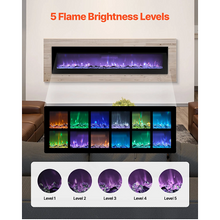 72-Inch Electric Fireplace, 1500W, Wall-Mounted & Recessed, Flat Style, with Remote Control