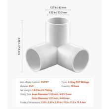1" PVC Pipe Joints Elbow Connector 3-Way PVC Fittings (PACK of 10)