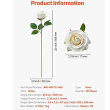 White Roses Realistic Bouquet for Xmas Home Decor Artificial Flowers JNR-WHITE-060 (60 PCS)