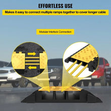 2 x 2.3 inch 3 Channel Rubber Cable Guard Durable Cord Protection Ramp for Driveways