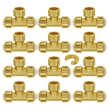 1/2" Brass Straight-Through Push-Fit for Air System Pipe Fittings (12PCS)