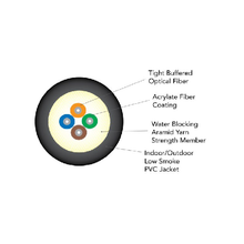 Indoor/Outdoor Distribution Series Ultra Fox 12 Fiber Low Smoke PVC Single Mode 900µm Tight Buffer Yellow Plenum Cable DZ012TSLX9YP