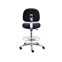 24”- 34”H Bench Height ESD Vinyl Chair w/ Footring AL10-VCON-BLACK-451 Black