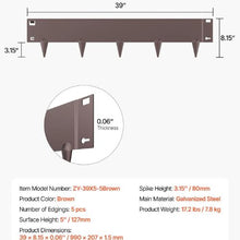 39 x 5 Inch Rust-Resistant Garden Edging Border Steel Landscape Edging  ZY-39X5-5Brown (Pack of 5)