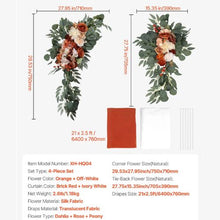 21' Ft Burnt Orange Wedding Arch Draping Fabric Reception Backdrop Wedding Decoration Artificial Wedding Arch Flowers Kit XH-HQ04 (Pack of 4)