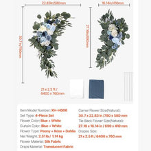 21' Ft Blue and White Wedding Arch Draping Fabric Reception Backdrop Wedding Decoration Artificial Wedding Arch Flowers Kit XH-HQ06 (Pack of 4)