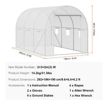 10 x 7 x 7' Ft White Galvanized Frame PE Cover Walk-in Tunnel Greenhouse VV-TG-7502-PE