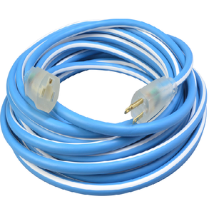 100"Ft Blue/White Outdoor Cold Weather Supreme Extension Cord 12/3 Sjeow Power Light Indicator 1639SW0061