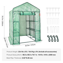 4.7 x 4.7 x 6.5' Ft High Strength PE Cover with Zipper Door and Steel Frame Walk-in Green House with Shelves