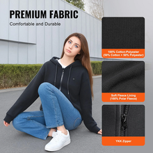 7.4V Battery-Powered Electric Heated Zip Up Sweatshirt for Men & Women, 5 Heating Zones, Lightweight Warm Outdoor Hoodie, Size XXXL, Black