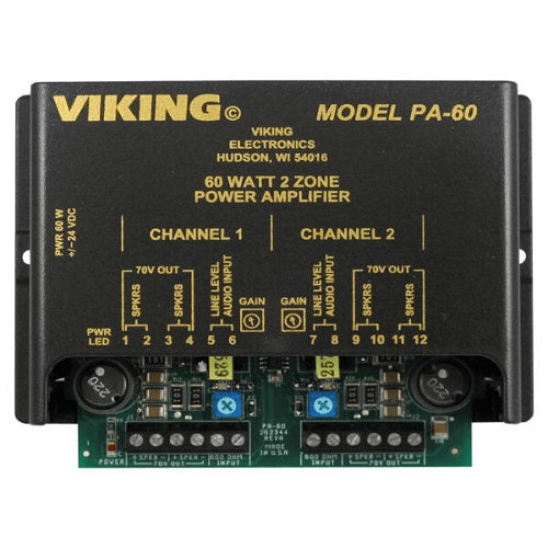 60 Watt Compact Two Zone Paging Amplifier VIK-PA-60