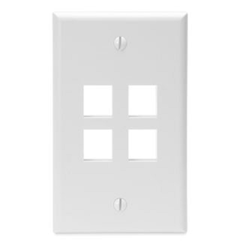 Single-Gang QUICKPORT 4-Port Wallplate White 41080-4WP