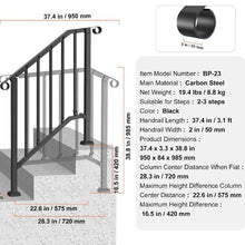 2-3 Steps Black Porch Deck Handrails for Outdoor for Seniors