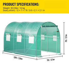12×7×7' Ft Green Portable Plant Hot House with Galvanized Steel Hoops Walk-in Tunnel Greenhouse VV-TG-1277GREEN