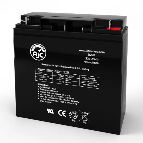 Wheelchair 12 Volt Merits P320 MP3C-Jrv Sealed Lead Acid (AGM) 22Ah Replacement Battery AJC-D22S-J-2-197042